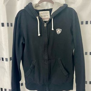 American Eagle Men's Long Sleeve Full Zip Hoodie Black Medium